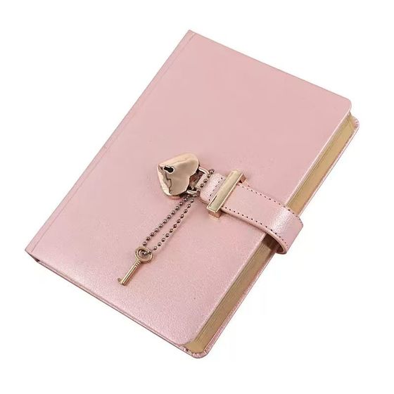 Pearl-pink diary with heart-shaped lock and key charm