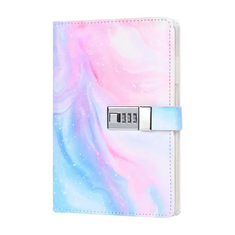 Pastel watercolor diary with combination lock closure