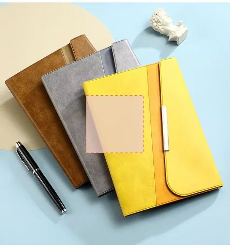 A5 Tri-fold Business Notebook Stylish and Thick Faux Leather-bound with Customizable logo Gift Option, Logo/graphic design preview
