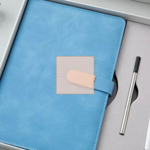 Simple Blue A5 Paper Notebook Ballpoint Pen Set with logo Printing Gift Box for Business Office Meetings, Logo/graphic design preview