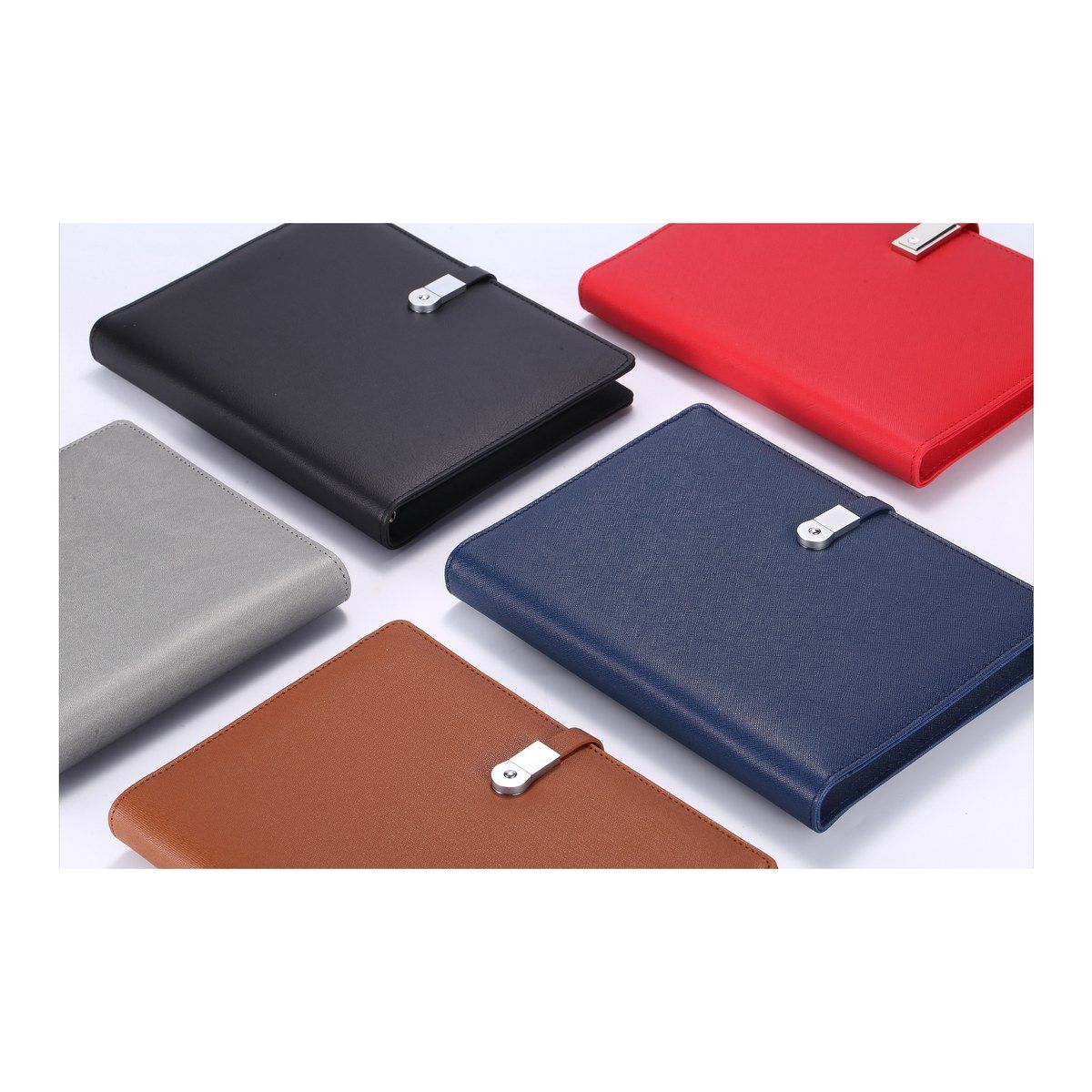 Business notebooks with USB clasp in five colours