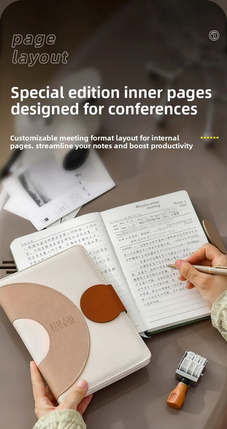 New High-end Cross-border Exclusive Spiral Faux Leather Notebook Customizable logo Study Office Work Business Meetings, product detail 1