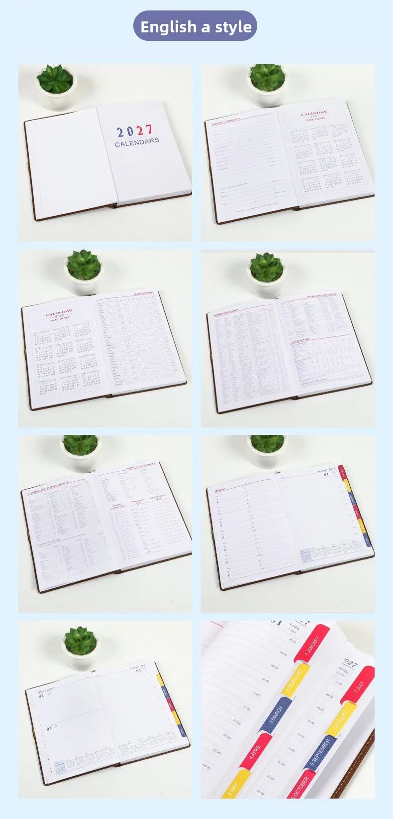 Business Diary 2027 Gift Cooperative English Daily Spanish Notebook OEM Design Custom Logo Agenda, product detail 7