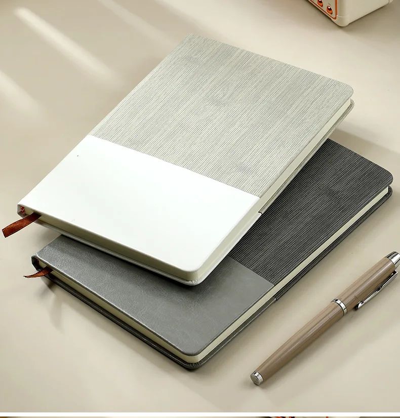 Custom-Made A5 Business Meeting Record Book with Textured Pu Cover Custom Printing for Gift, product detail 1
