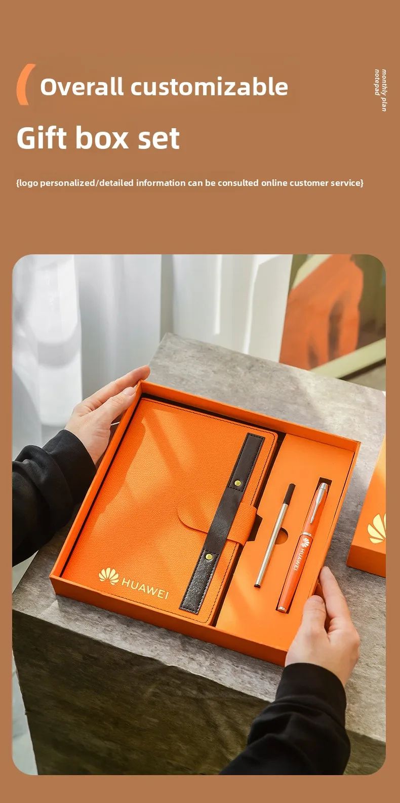 A5 Business Notebook Hardcover Faux Leather Thread-Bound Binding for Office Meetings Work, product detail 1
