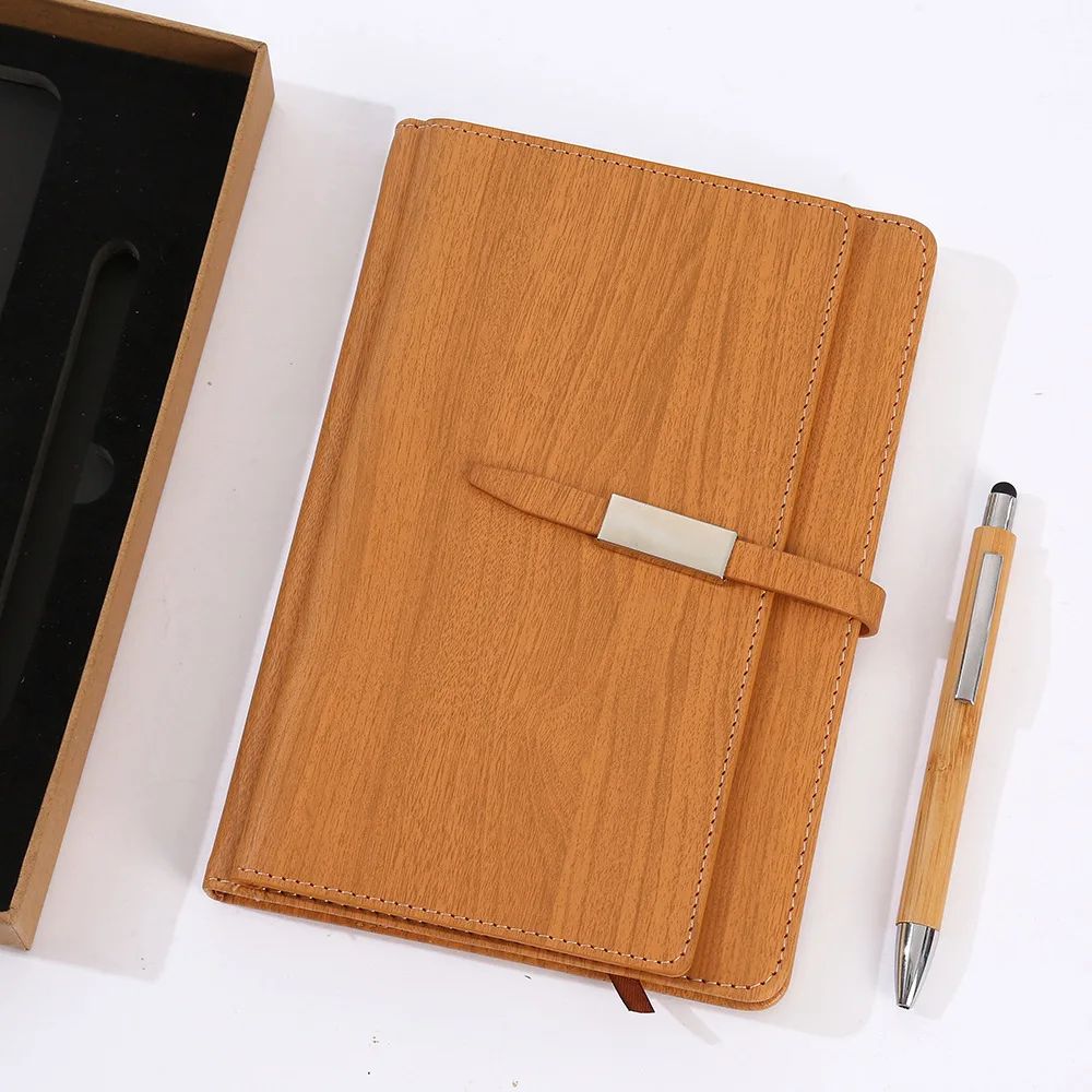Wood Color Notebook Souvenir Teacher's Day Pen OEM Custom Premium Design Cooperate Business Gift Set, product detail 2
