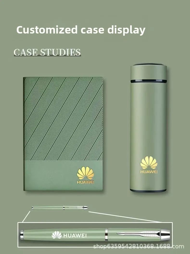 A5 Notebook Gift Set Customizable Stylish Design Faux Leather Cover Wireless Perfect Binding Business Office Meetings Makes, product detail 2