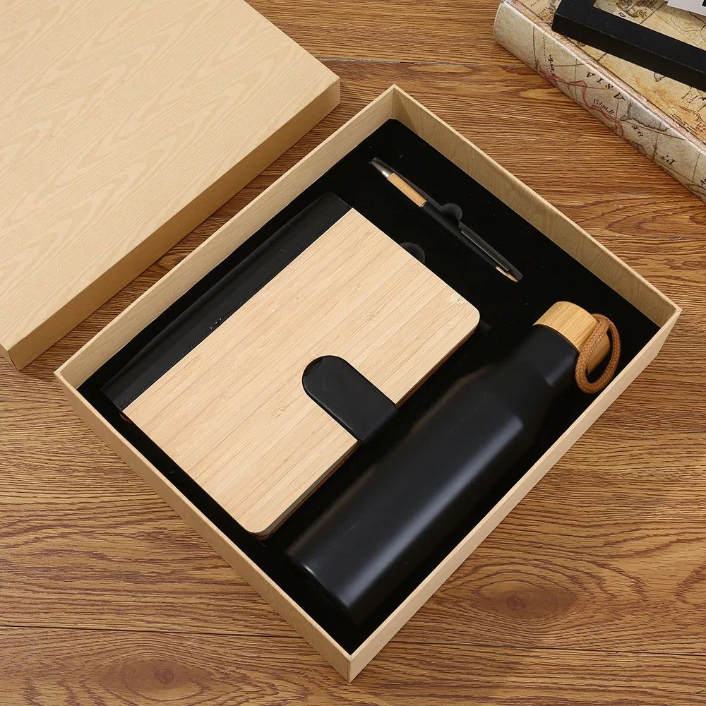 Bamboo Modern Minimalist Corporate Notebook Business High-End Gift Set Pen Thermal Mug Custom Gift Set, product detail 2
