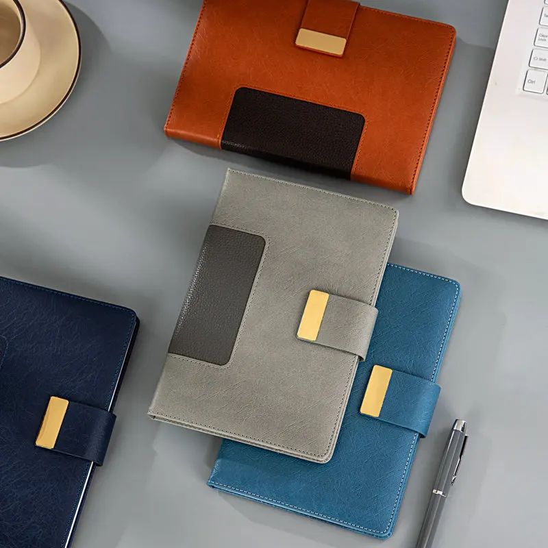 Exquisite PU Leather A5 Business Office Student Notepad Custom Logo Notebook With Magnetic Snap, product detail 2