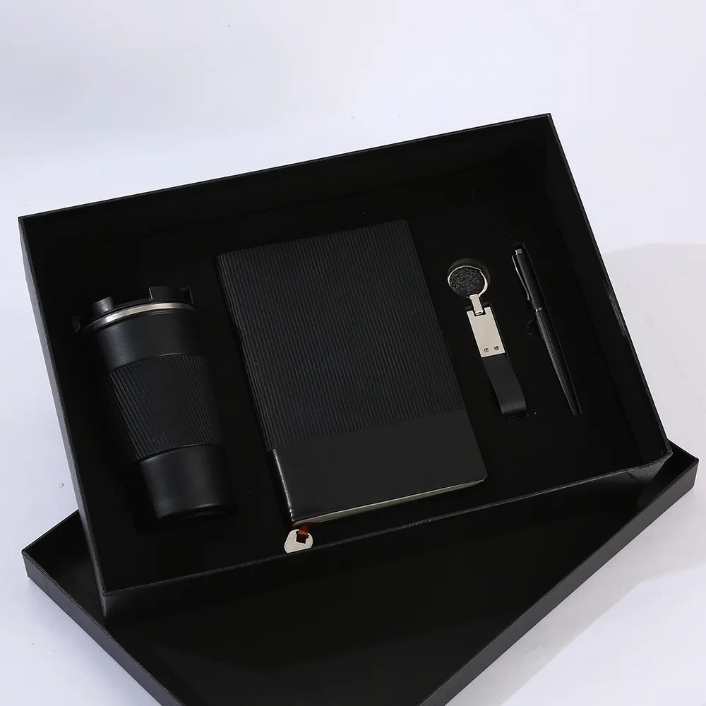 Luxury Modern Business Cooperation Giveaways Notebook Keychain Custom Coffee Promotional Pen Premium Gift Set, product detail 2