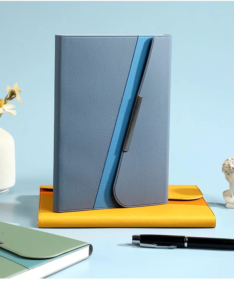 A5 Tri-fold Business Notebook Stylish and Thick Faux Leather-bound with Customizable logo Gift Option, product detail 3