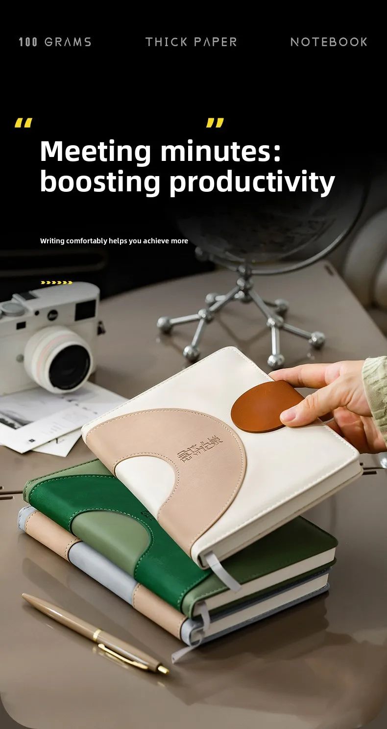 New High-end Cross-border Exclusive Spiral Faux Leather Notebook Customizable logo Study Office Work Business Meetings, product detail 3
