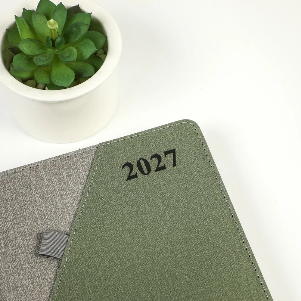 2027 Diary English Notebook Spanish OEM Logo Daily Agenda With Pen Holder, product detail 3