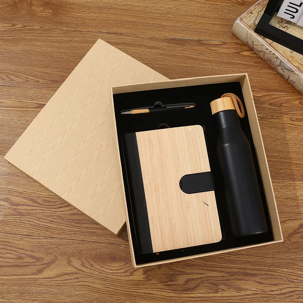 Bamboo Modern Minimalist Corporate Notebook Business High-End Gift Set Pen Thermal Mug Custom Gift Set, product detail 3