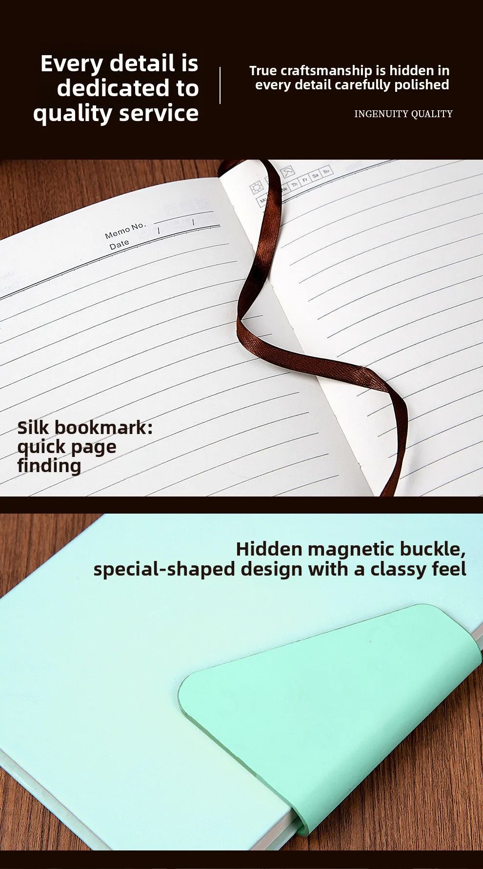 A5 Faux Leather Cover Magnetic-Closure Notebook Thickened Buckle Personalized Business Office Use Virgin Wood Pulp Custom Gift, product detail 3