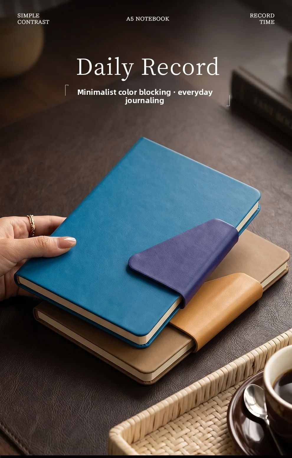 A5 Faux Leather Cover Magnetic-Closure Notebook Thickened Buckle Personalized Business Office Use Virgin Wood Pulp Custom Gift, product detail 4
