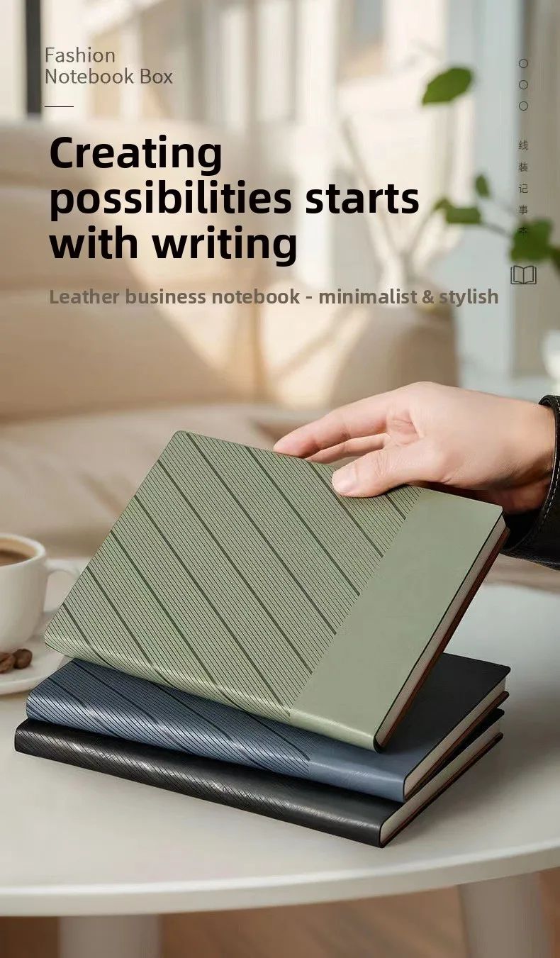 A5 Notebook Gift Set Customizable Stylish Design Faux Leather Cover Wireless Perfect Binding Business Office Meetings Makes, product detail 4
