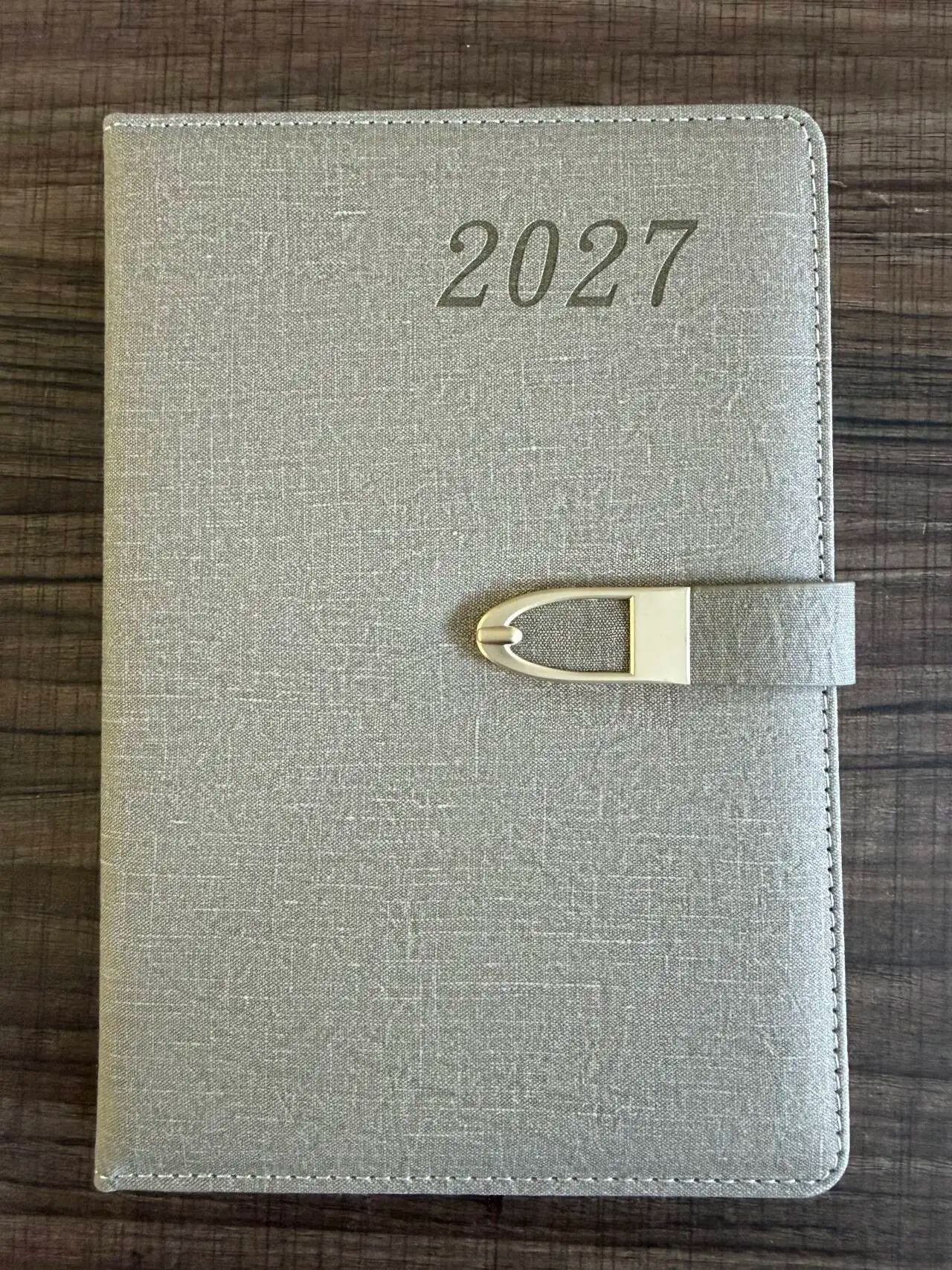 2027 English Planner Custom Cover Design Notebook Office Journal Writing Agenda with Buckle, product detail 5