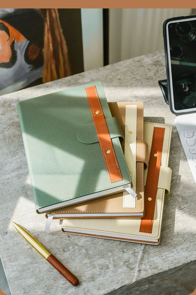 A5 Business Notebook Hardcover Faux Leather Thread-Bound Binding for Office Meetings Work, product detail 5