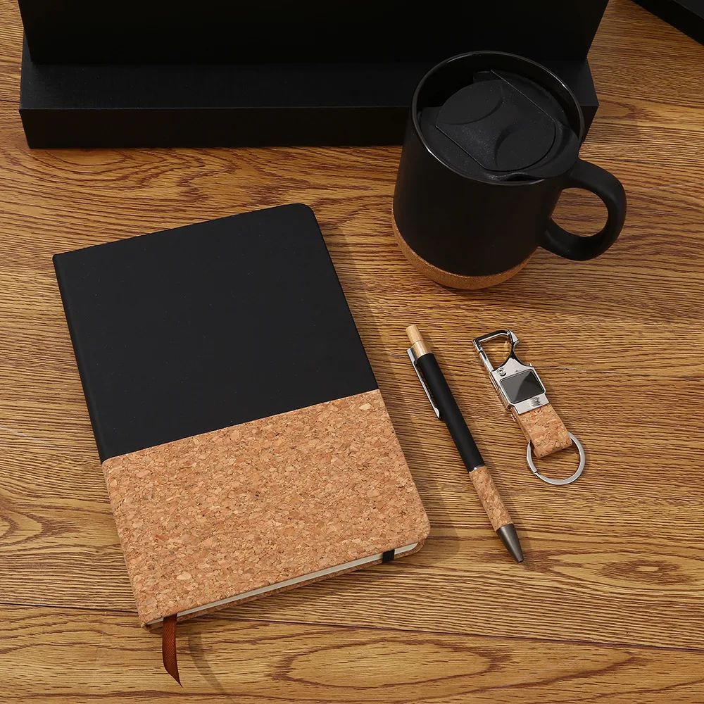 Business Eco-friendly Cork Notebook Keychain Creative Pen Coffee Mug Exquisite Box Custom Gift Set, product detail 5