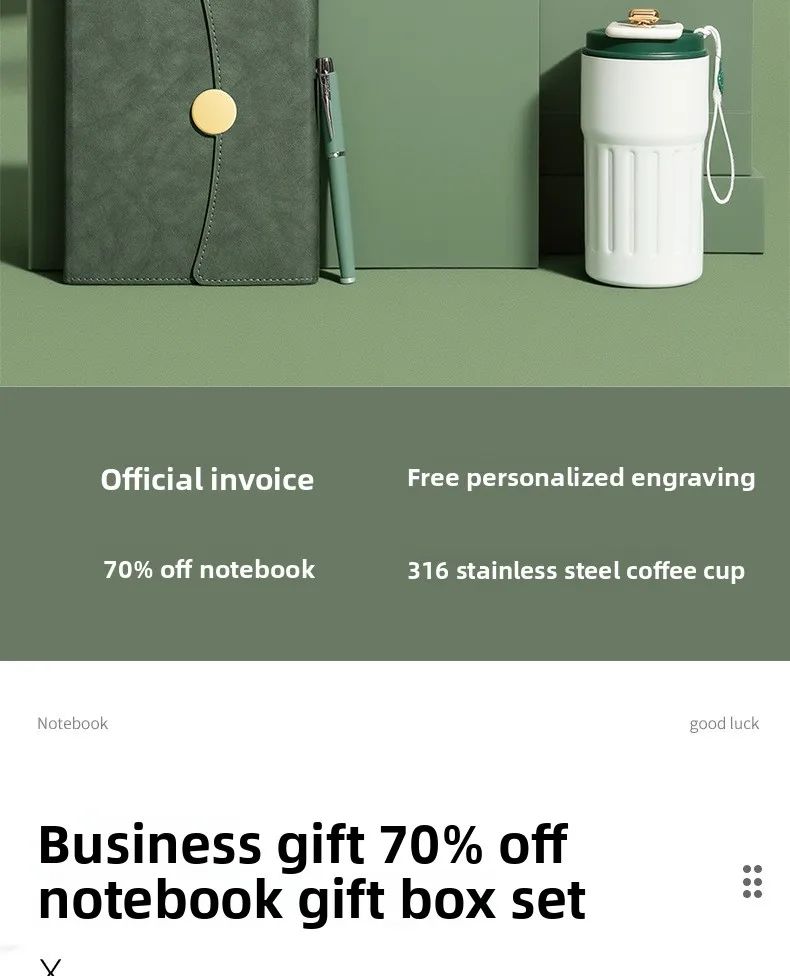 A5 Business Notebook Custom Logo Gift Box Set with Faux Leather Cover and Eye-Protective Paper for High-Value Meetings, product detail 6