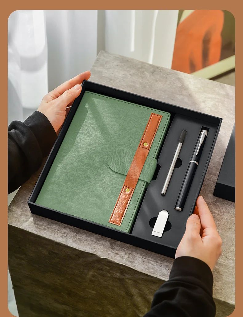 A5 Business Notebook Hardcover Faux Leather Thread-Bound Binding for Office Meetings Work, product detail 6