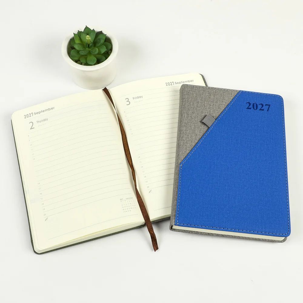 2027 Diary English Notebook Spanish OEM Logo Daily Agenda With Pen Holder, product detail 6