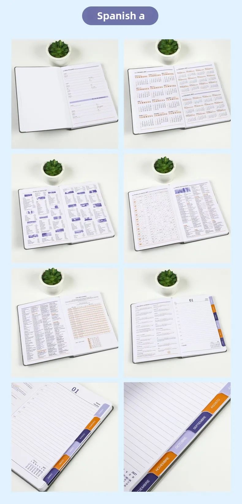 Agenda English Spanish Effective Planner Notebook 2027 Whole Year Logo Custom French A5 Diary, product detail 2