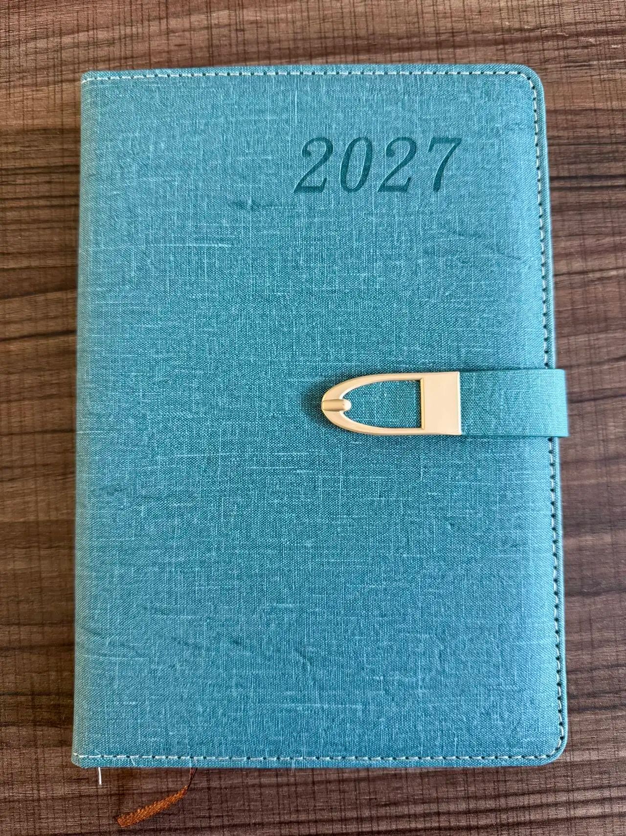 2027 English Planner Custom Cover Design Notebook Office Journal Writing Agenda with Buckle, product detail 7
