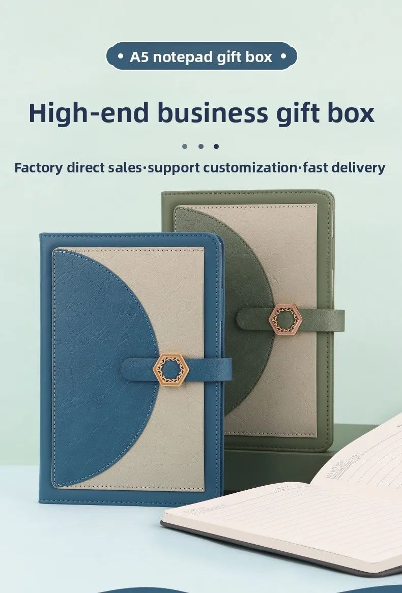 Business A5 Notebook Gift Box Set Custom Logo Faux Leather Cover Saddle-Stitch Binding-High-end Gift for Work, product detail 7