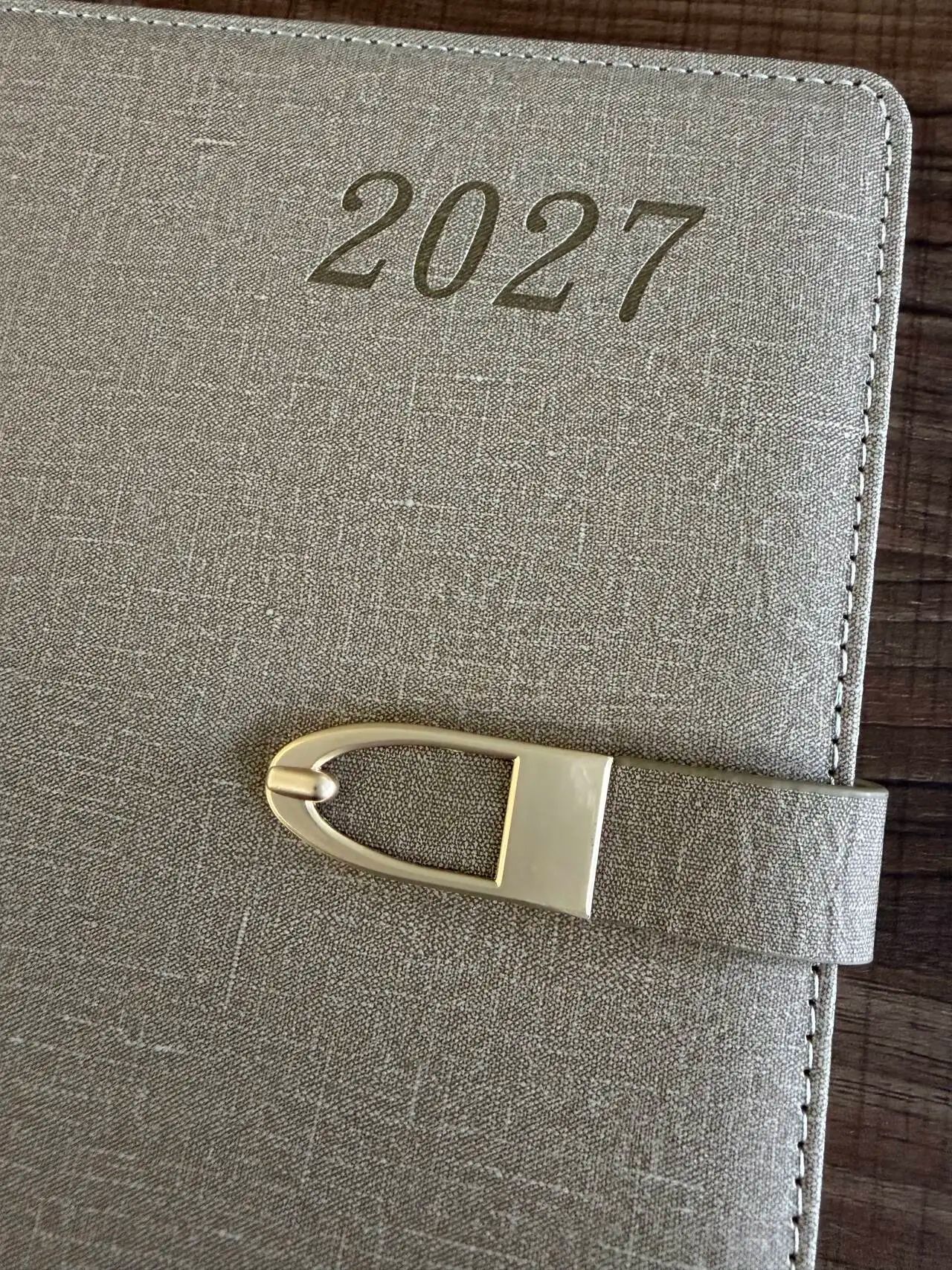 2027 English Planner Custom Cover Design Notebook Office Journal Writing Agenda with Buckle, product detail 8