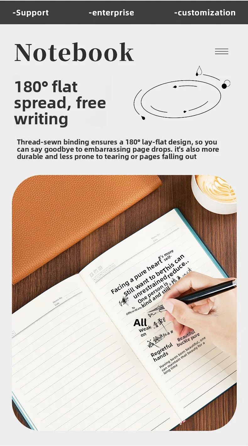 A5 Lychee-Pattern Notebook Customizable Logo Printing for Corporate Events Business Use, product detail 8