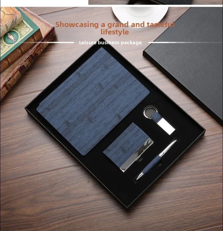 Notebook Keychain Personalized Modern Minimalist Pen Business Office Gift Card Holder Custom Logo Gift Set, product detail 8