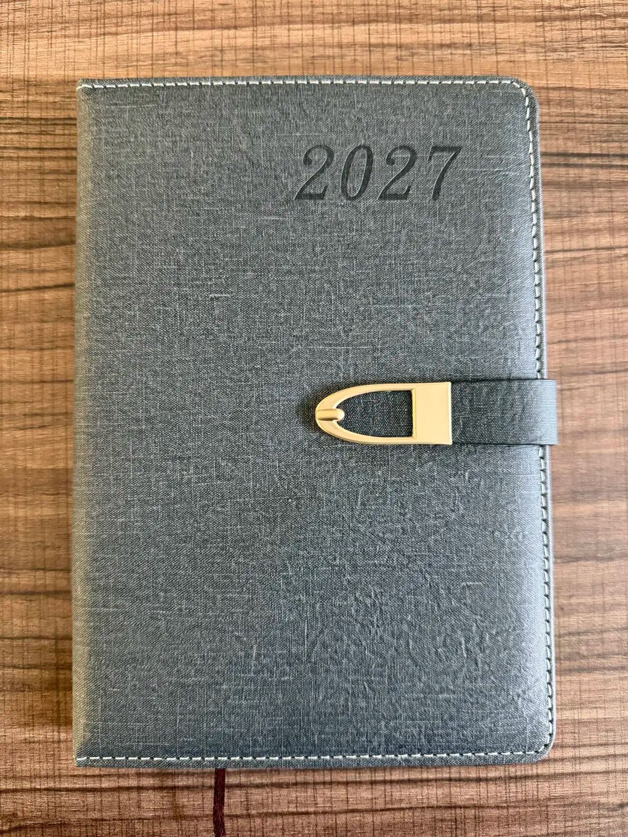 2027 English Planner Custom Cover Design Notebook Office Journal Writing Agenda with Buckle, product detail 9