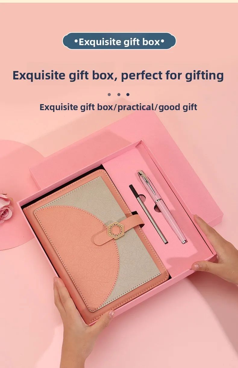 Business A5 Notebook Gift Box Set Custom Logo Faux Leather Cover Saddle-Stitch Binding-High-end Gift for Work, product detail 9