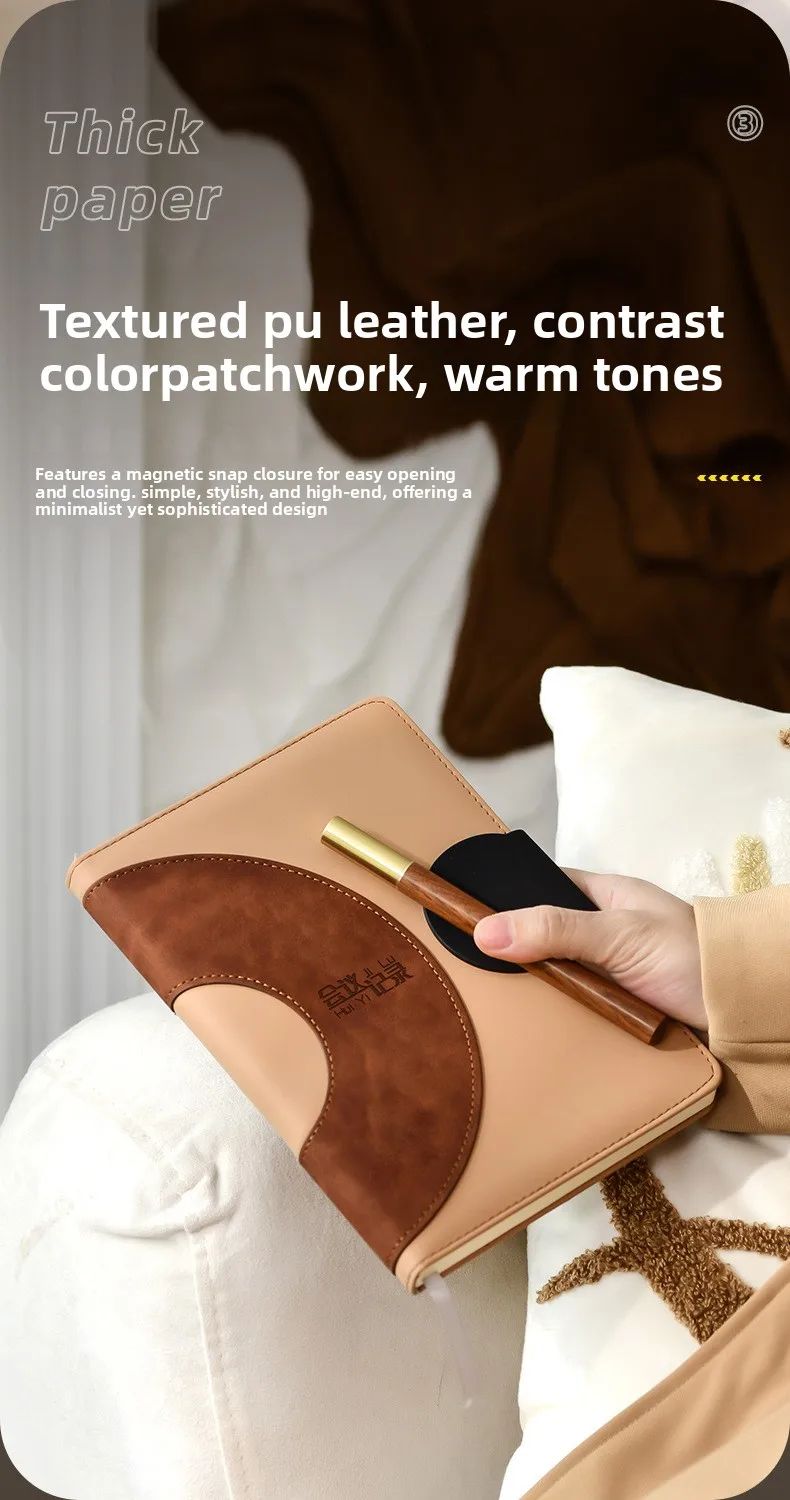 New High-end Cross-border Exclusive Spiral Faux Leather Notebook Customizable logo Study Office Work Business Meetings, product detail 9