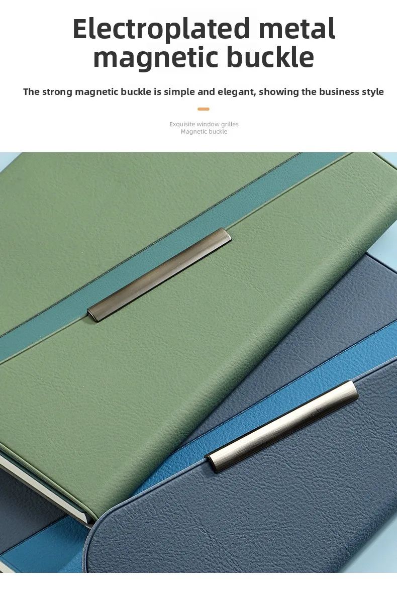 A5 Tri-fold Business Notebook Stylish and Thick Faux Leather-bound with Customizable logo Gift Option, product detail 9