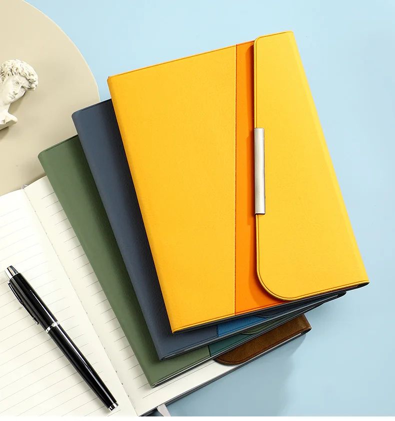 A5 Tri-fold Business Notebook Stylish and Thick Faux Leather-bound with Customizable logo Gift Option, product detail 10