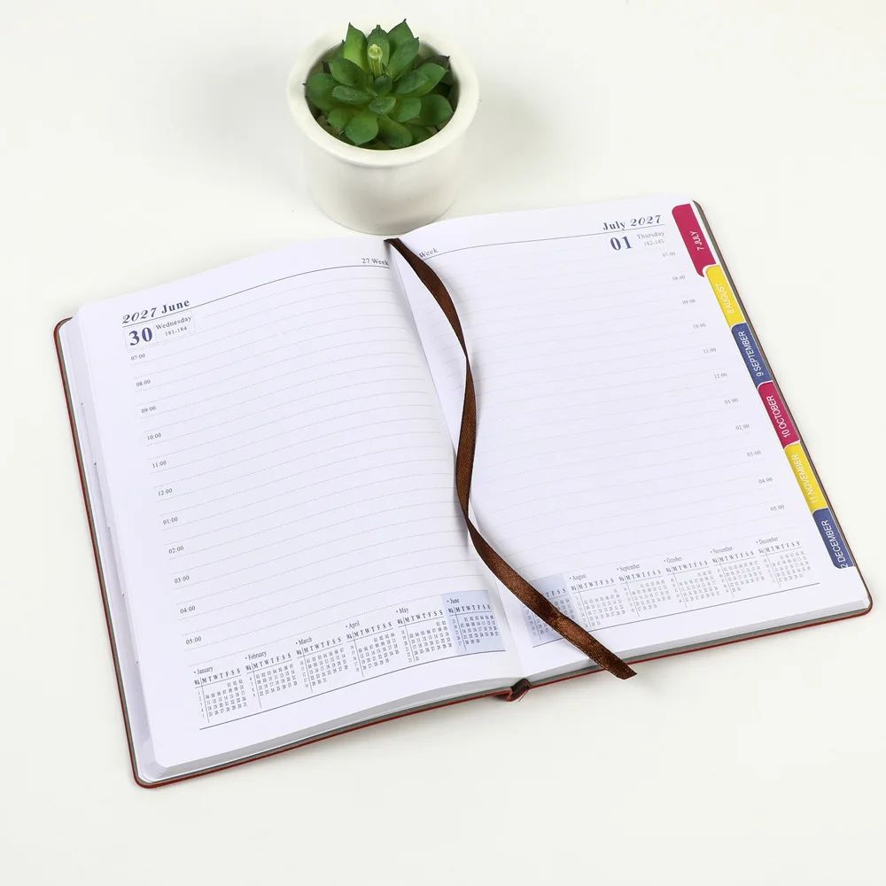 2027 English Agenda Promotional Spanish Planner Daily Notebook Custom Soft PU Cover French Diary, product detail 10