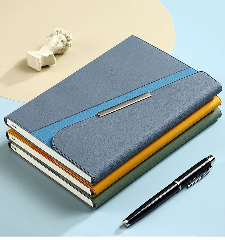 A5 Tri-fold Business Notebook Stylish and Thick Faux Leather-bound with Customizable logo Gift Option, product detail 11