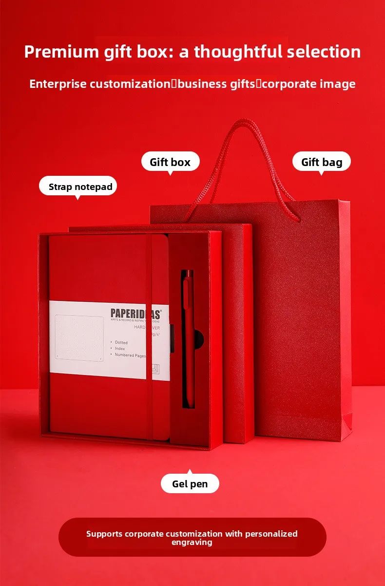 A5 PU Leather Elastic Band Notebook Strap Smooth Writing Notepad Custom Logo Business Promotion Gift Set with Pen, product detail 11