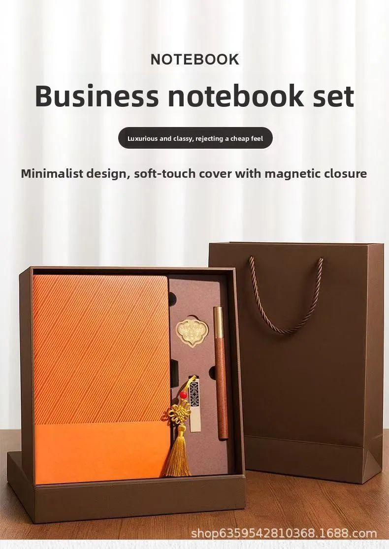 A5 Notebook Gift Set Customizable Stylish Design Faux Leather Cover Wireless Perfect Binding Business Office Meetings Makes, product detail 12