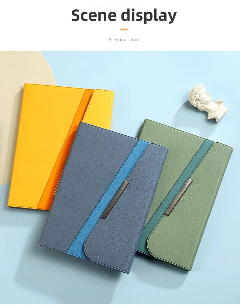 A5 Tri-fold Business Notebook Stylish and Thick Faux Leather-bound with Customizable logo Gift Option, product detail 12