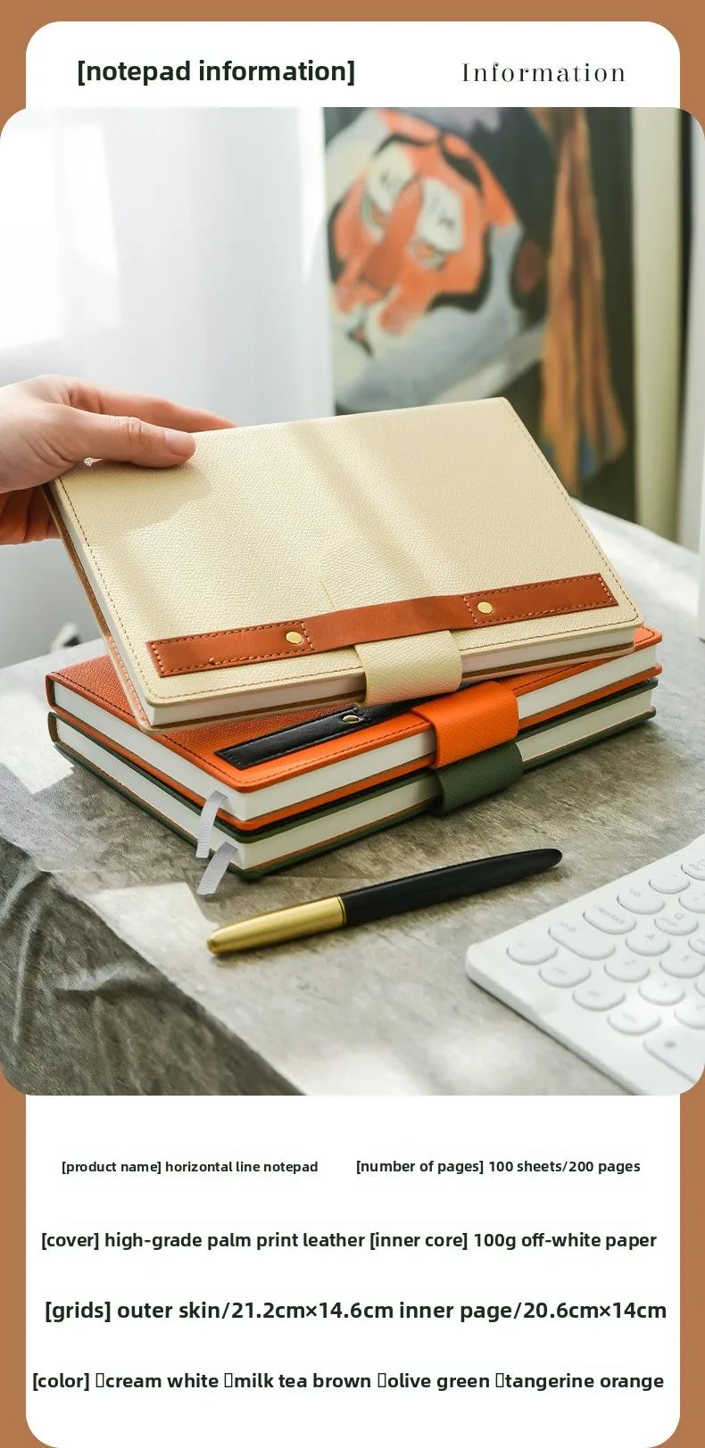 A5 Business Notebook Hardcover Faux Leather Thread-Bound Binding for Office Meetings Work, product detail 13