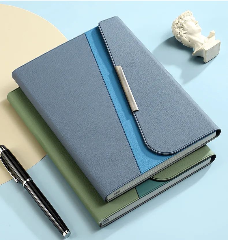 A5 Tri-fold Business Notebook Stylish and Thick Faux Leather-bound with Customizable logo Gift Option, product detail 14