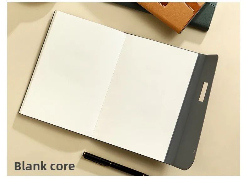 A5 Faux Leather Cover Notepad Snap Closure Tri-Fold Design Pen Holder Office Notebook Corporate Meeting Pad Portable Custom Gift, product detail 14