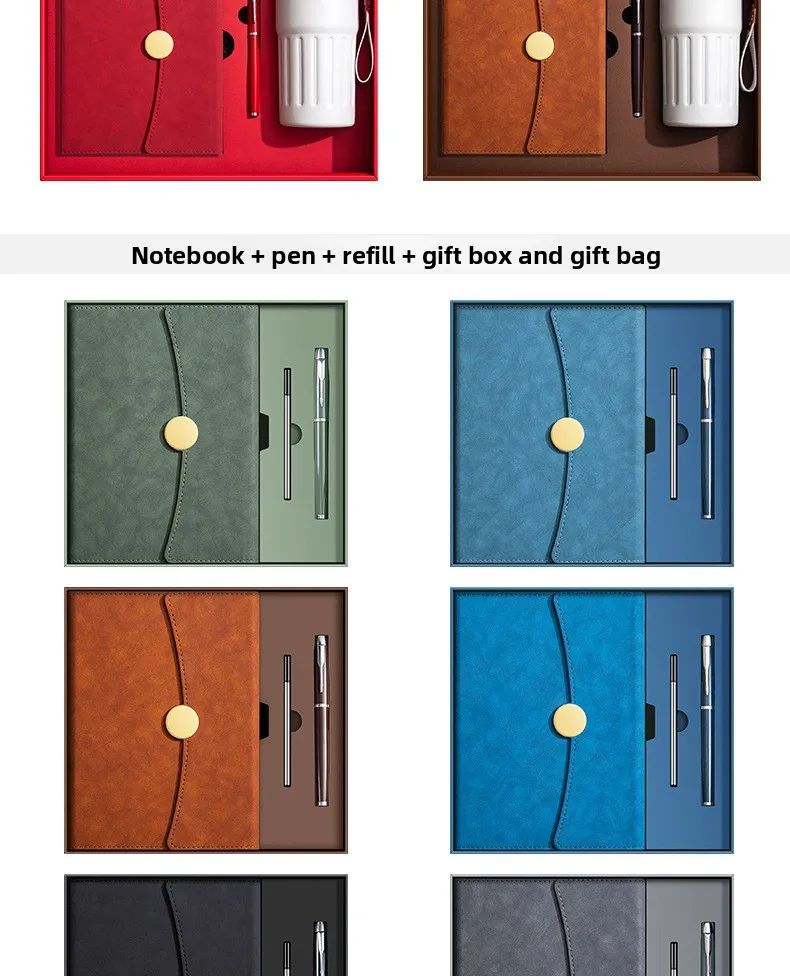 A5 Business Notebook Custom Logo Gift Box Set with Faux Leather Cover and Eye-Protective Paper for High-Value Meetings, product detail 14