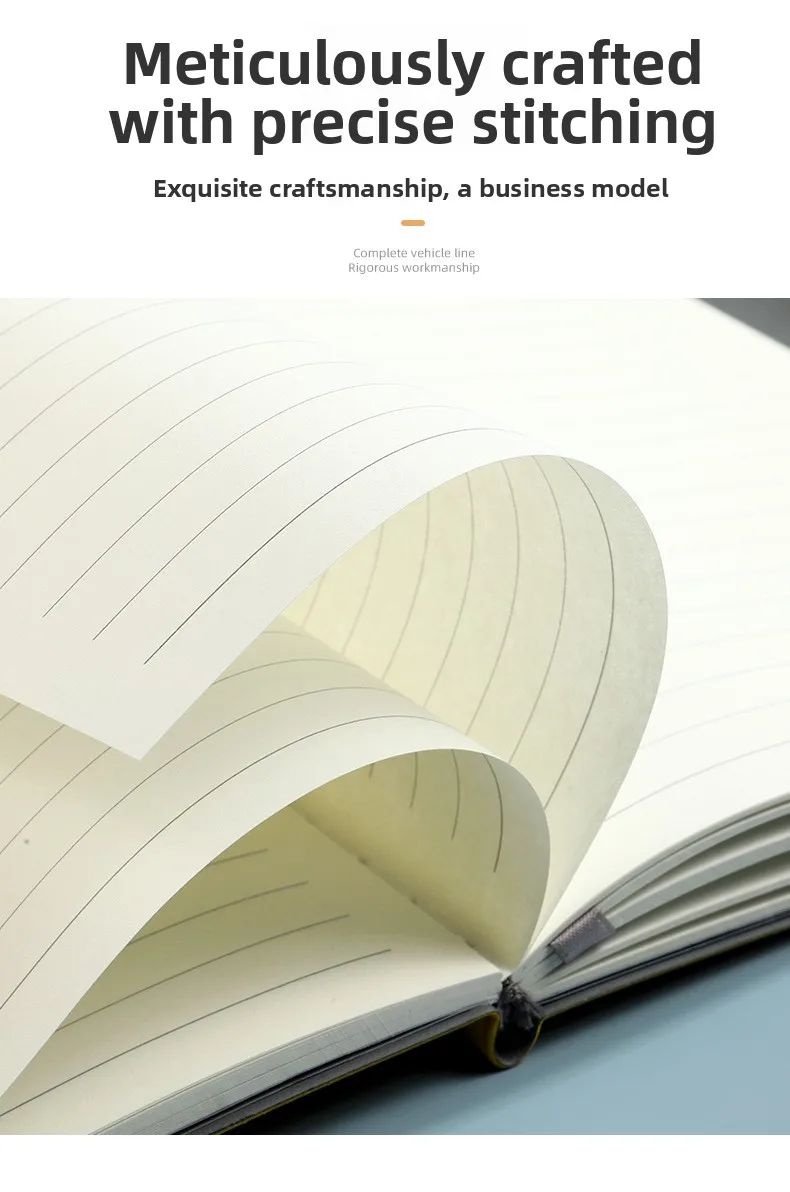 A5 Tri-fold Business Notebook Stylish and Thick Faux Leather-bound with Customizable logo Gift Option, product detail 16