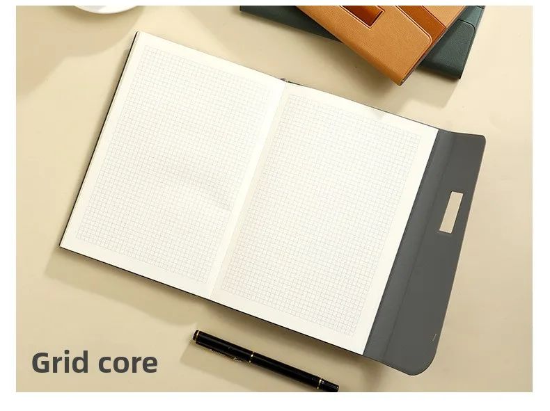 A5 Faux Leather Cover Notepad Snap Closure Tri-Fold Design Pen Holder Office Notebook Corporate Meeting Pad Portable Custom Gift, product detail 18
