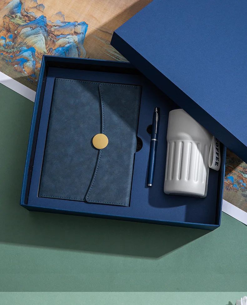A5 Business Notebook Custom Logo Gift Box Set with Faux Leather Cover and Eye-Protective Paper for High-Value Meetings, product detail 18
